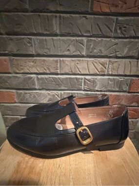 Beau Today T Strap Women's Black Leather Shoes Size 7.5